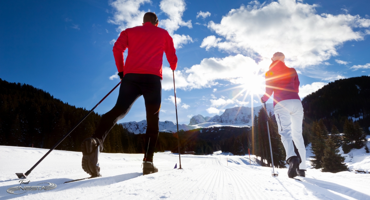 cross-country skiing for exercise during winter